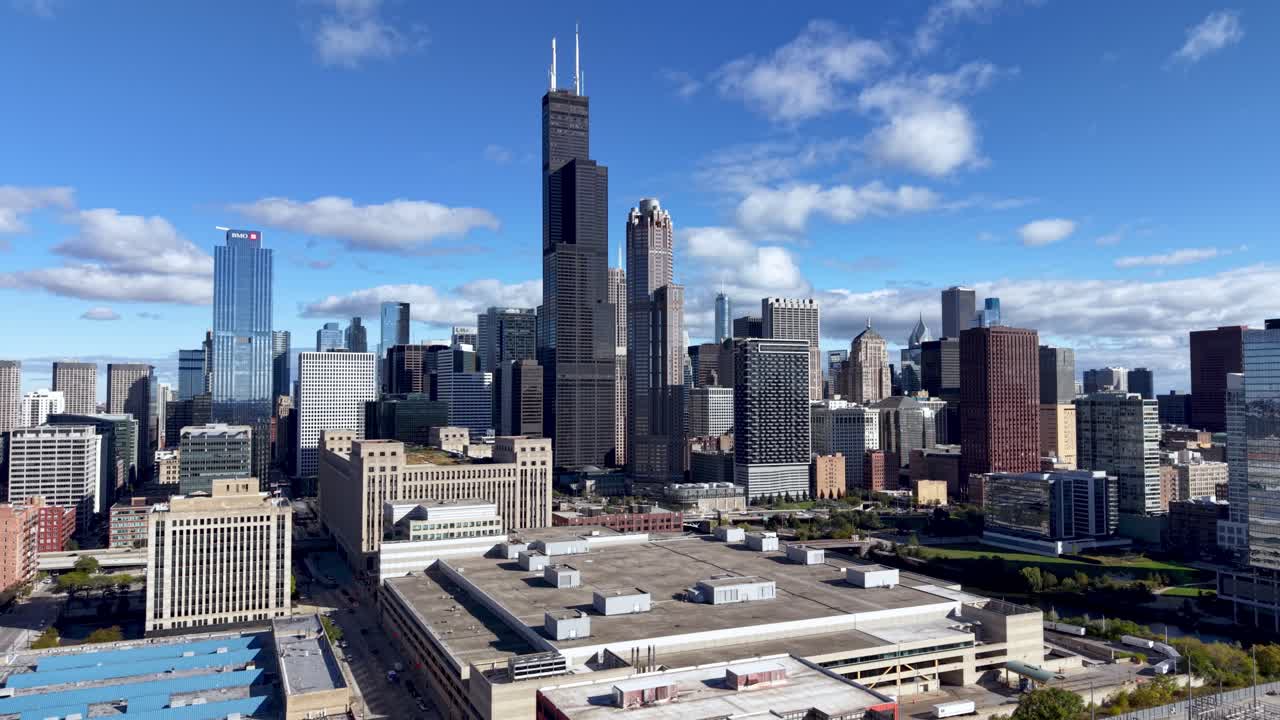 vista aérea en picado del skyline de Chicago en 4K