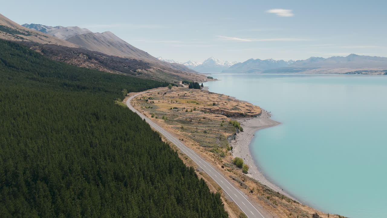 Scenic Road Trip along Lake Pukaki, New Zealand