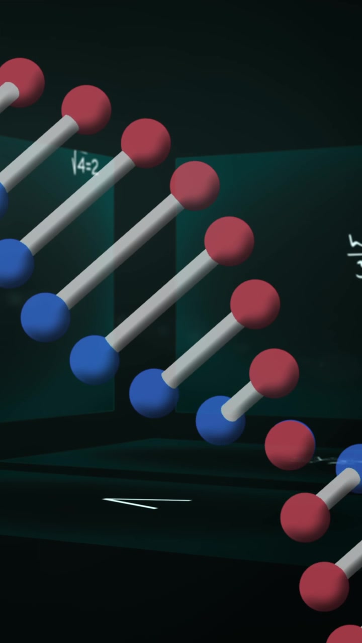 Animazione di un filamento di DNA in rotazione su equazioni su schermi
