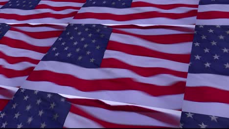 las banderas americanas en mosaico vuelan al unísono