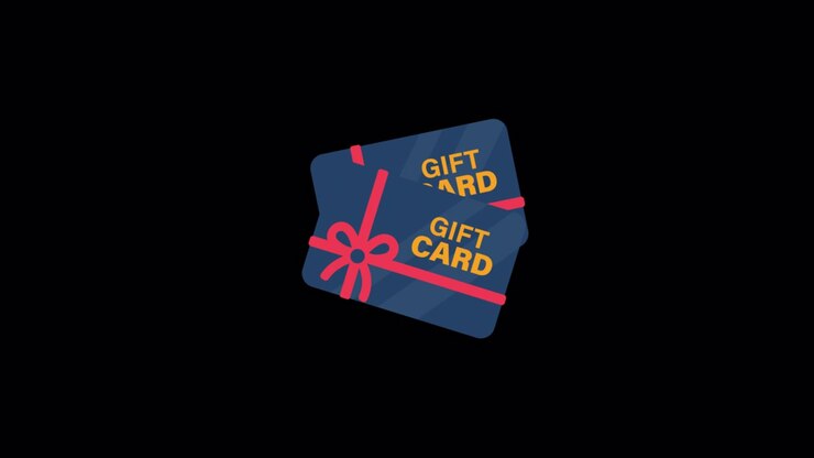 Animated Illustration of a Gift Card with Red Ribbon