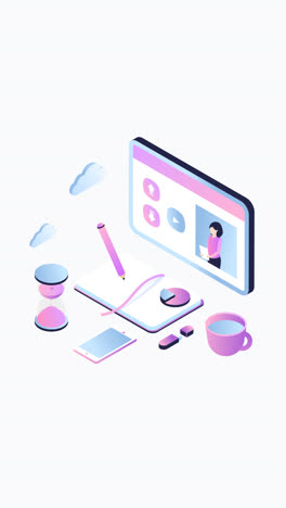 motion graphic of isometric online education concept