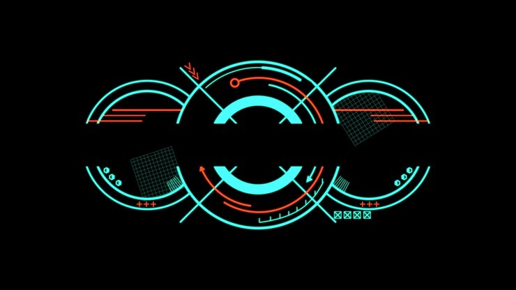 Futuristic Digital HUD Interface Animation with Circular Elements