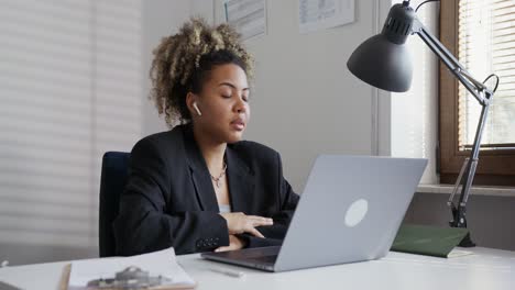 woman having a video call in the office