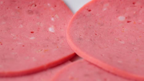 close up of sliced salami