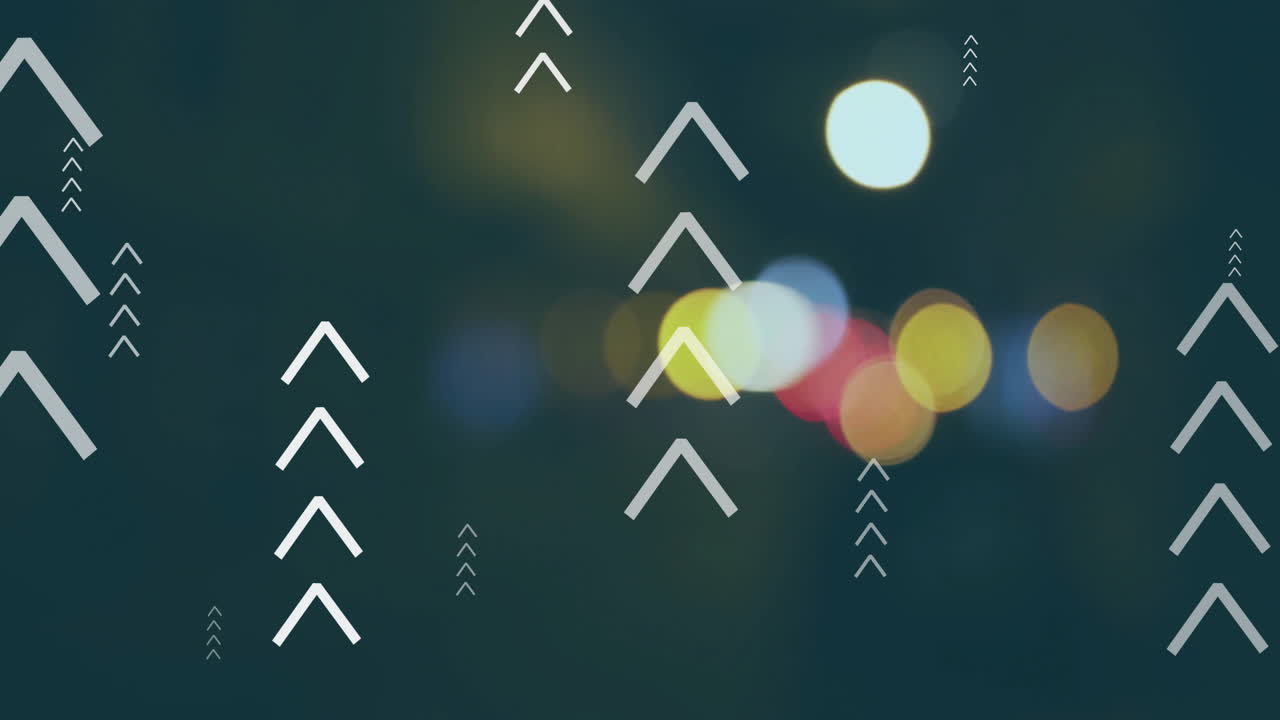 도시 불빛 위에 있는 화살표의 애니메이션