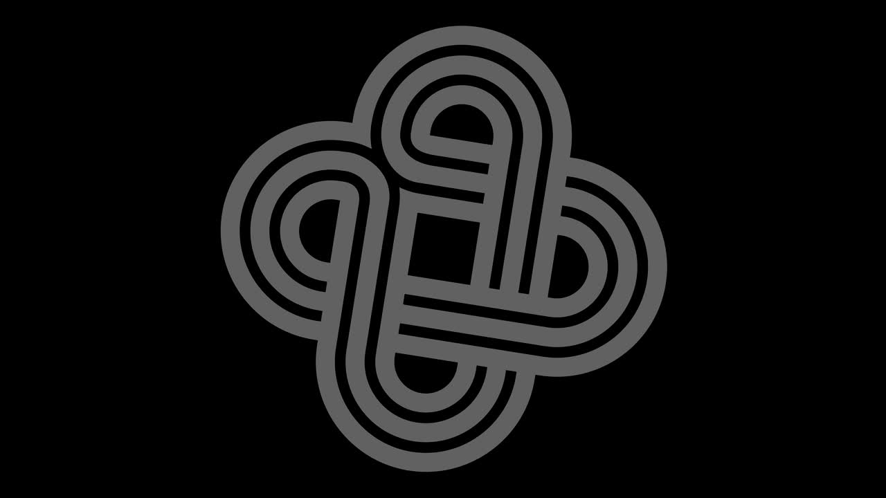 objeto gráfico en blanco y negro con efecto estroboscópico e hipnótico, que gira en el sentido de las agujas del reloj disminuyendo el tamaño de pantalla completa a desaparecer en el centro, en formato de video 16: 9