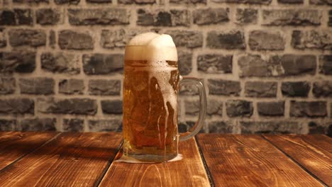 filling a glass of beer wrong with foam overflow and slowly floating down