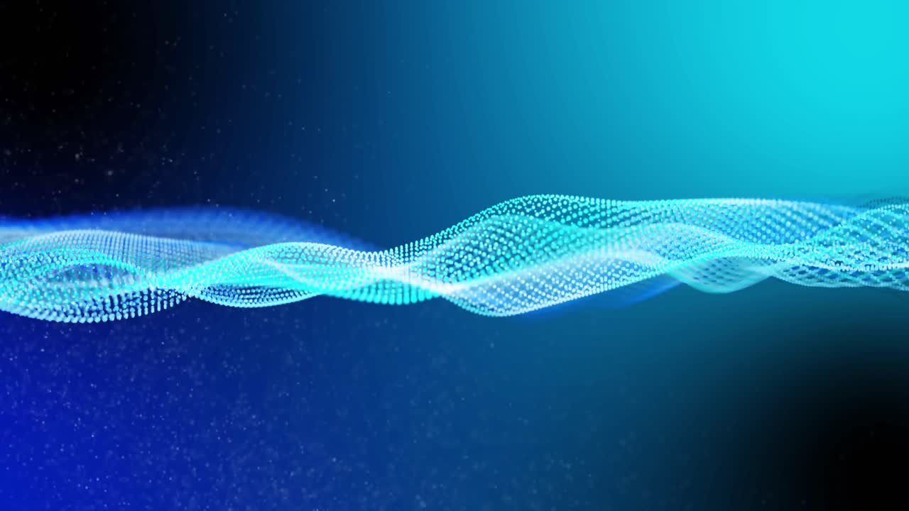 파란색 배경에 파란색 디지털 메쉬가 흔들리는 애니메이션