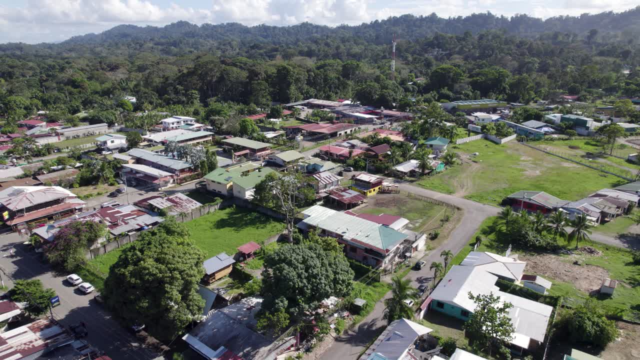 Aerial View of a Small Town in a Tropical Forest
