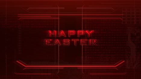 animation text happy easter and cyberpunk animation background with computer chip and neon lights 1