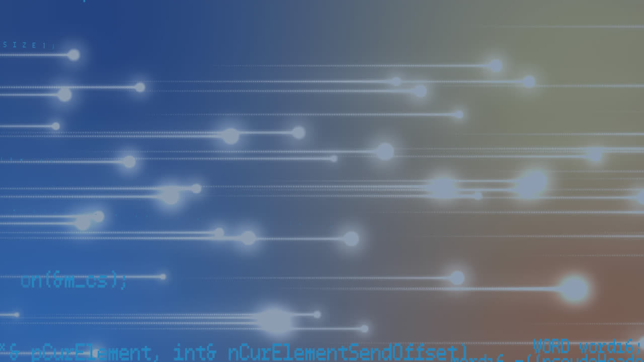 animación del procesamiento de datos sobre puntos brillantes en el fondo