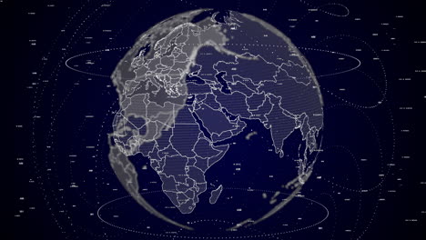 digital-globe-rotating,-zooming-in-on-Saudi-Arabia-country