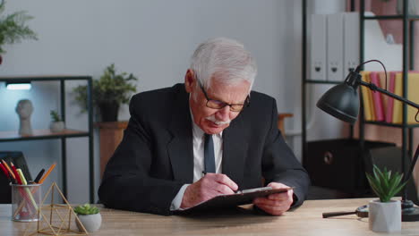 senior business man director having interview job discussion, video conference call at home office