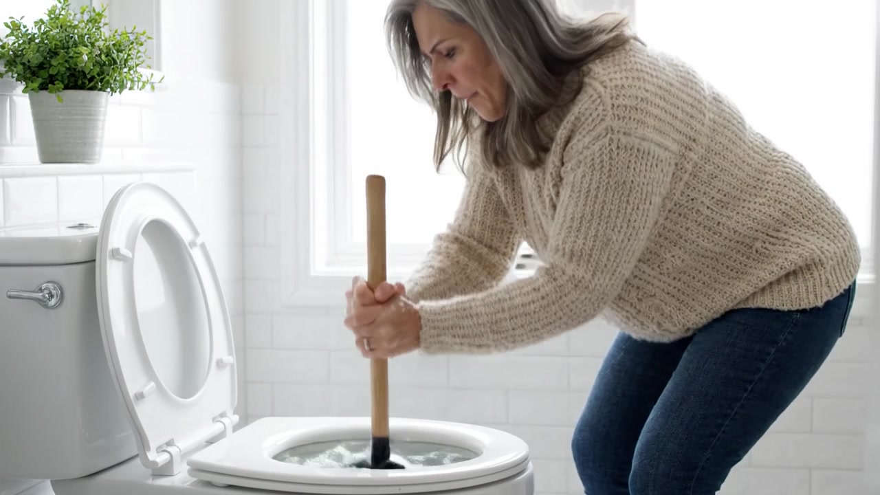 Facing a Common Household Challenge: Using a Plunger to Unclog a Toilet for a Clean and Functional Bathroom Experience
