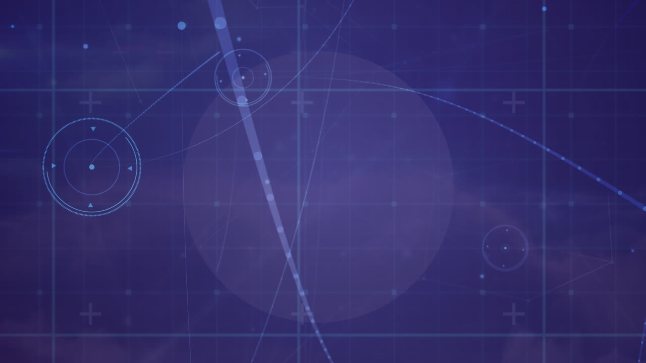 Animation eines Netzwerks von Verbindungen über dem Himmel mit Wolken