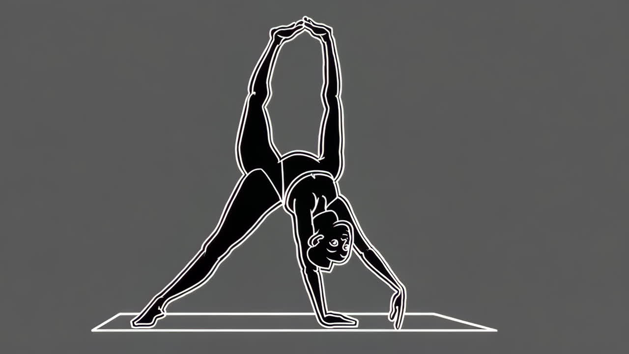 Stylized illustrations of a person performing various yoga poses