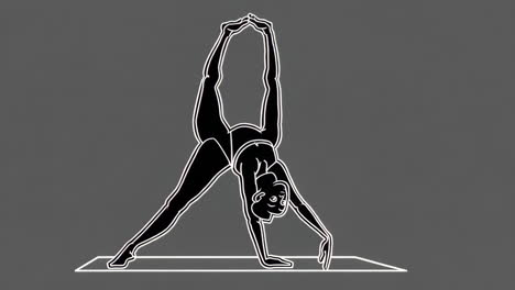 stylized illustrations of a person performing various yoga poses