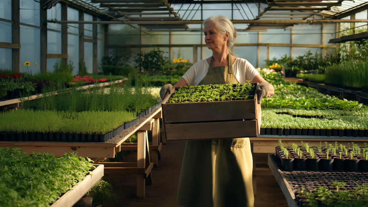 mujer trabajando en un invernadero