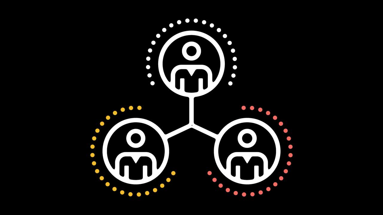 animación de icono de línea de colaboración de software con alfa