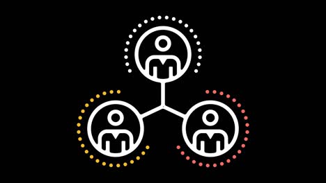 animación de icono de línea de colaboración de software con alfa