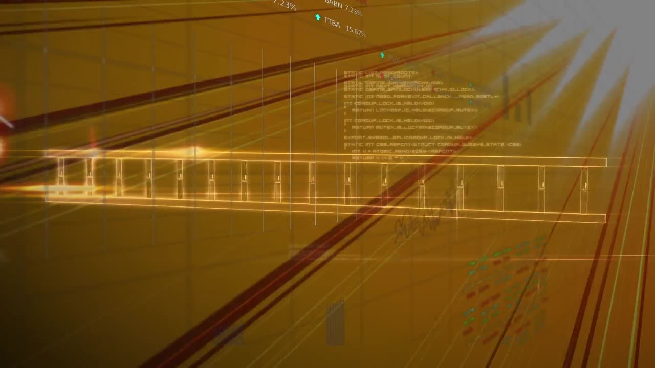 Animation of dna strand and data processing on orange background