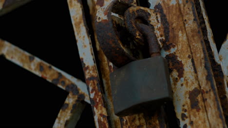 disparo hacia arriba de la puerta oxidada