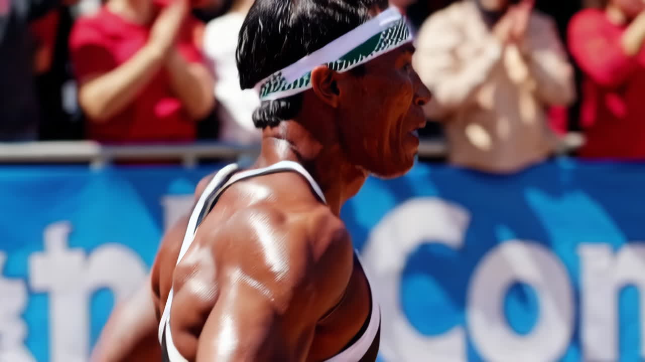 corredor celebrando la victoria en una carrera