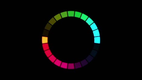 animation of color palette icon that are arranged around each other in a circle on black background. indicator for loading progress. seamless looping. video animated background.