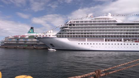 front of cruise ship harbour in bergen in norway