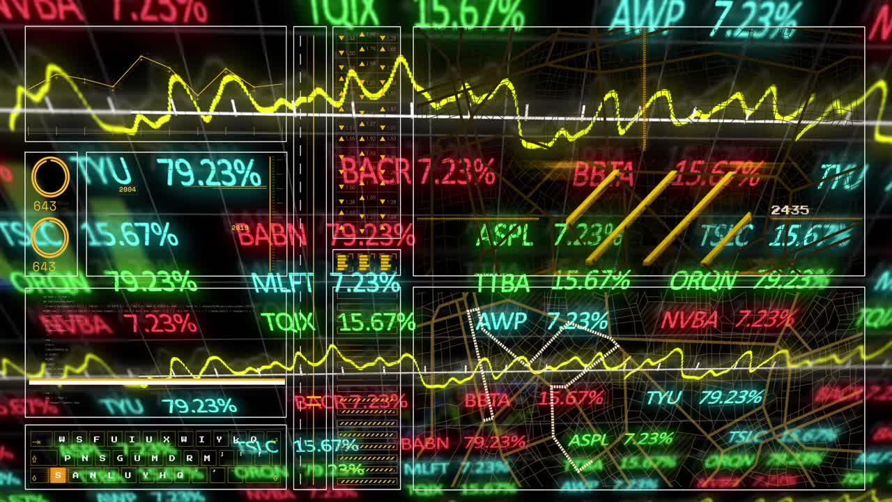 Animazione dell'elaborazione dati su sfondo nero