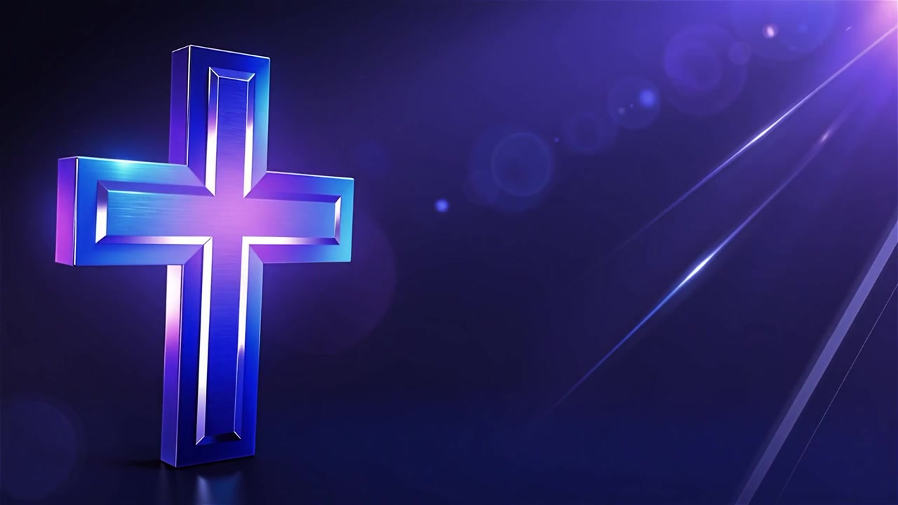 Croce Cristiana Luce Celestiale Sfondo per il Culto.