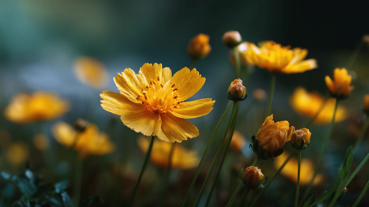 Fiori gialli vivaci che sbocciano in natura, catturati in due splendide inquadrature che mostrano la loro bellezza ed eleganza su uno sfondo verde lussureggiante.