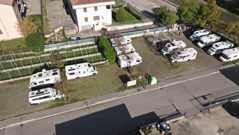 motorhomes - campervan of campers rest area in the soave town, italy