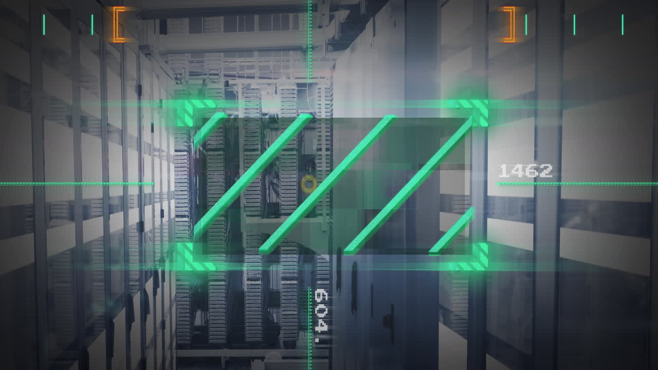 데이터 서버 시스템의 바에 따라 숫자를 변경하는 뷰파인더의 선의 애니메이션