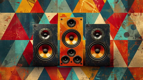 abstract geometric background with stereo audio speakers