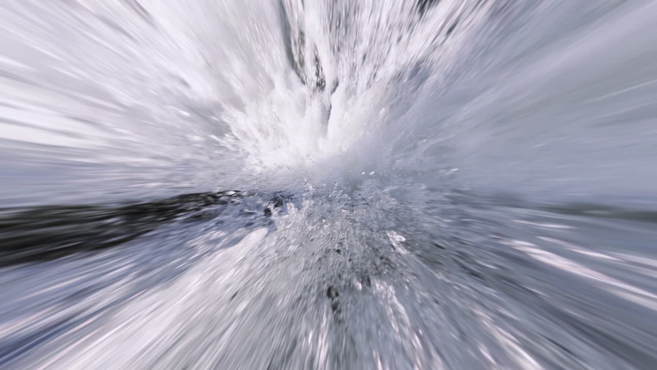 Slow Motion Abstract Swirling Water Droplets with Storm Style Cloud Formation Distorted Above. Organic Particles Motion Graphics. Wallpaper Background Illustrative Asset.