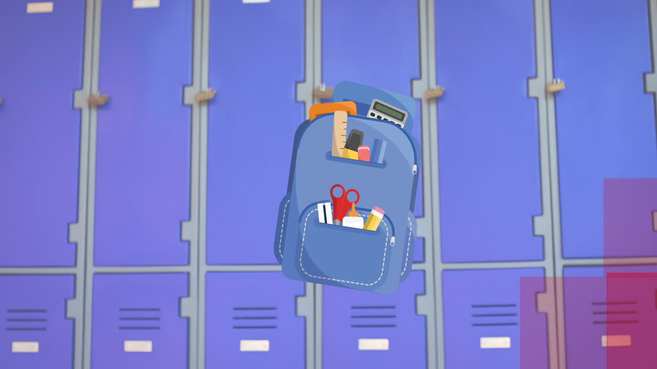 Animation of school items icons moving over locker | Premium Stock ...