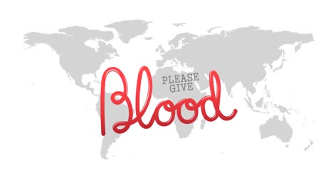 Animation-of-blood-donation-logo-and-text-over-world-map