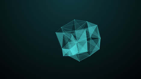 Plexus Box, Blue Abstract 3D Technology Background. Moving Dots And Lines. Network Connection Information Structure