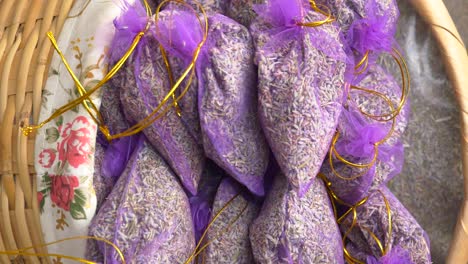 lavender sachets in a basket