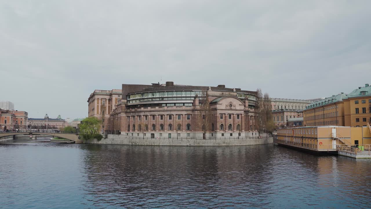 Wide shot of the Parliament House in Sweden.