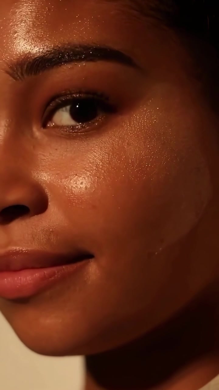 Close-up de Jovem Mulher com Pele Radiante e um Sorriso Gentil