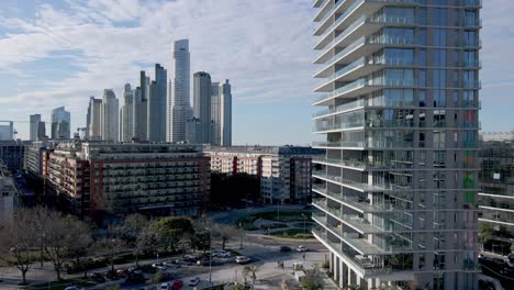 modern apartment and high-rise buildings in puerto madero waterfront, buenos aires, argentina. drone shot