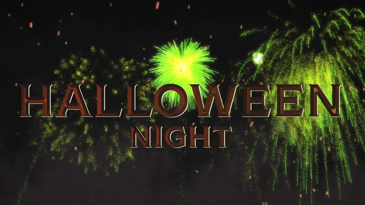 Hoạt ảnh chữ 'Đêm Halloween' trên pháo hoa