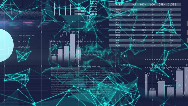 Upon loading data visualization UI animating charts and labels shifting, representing live metrics