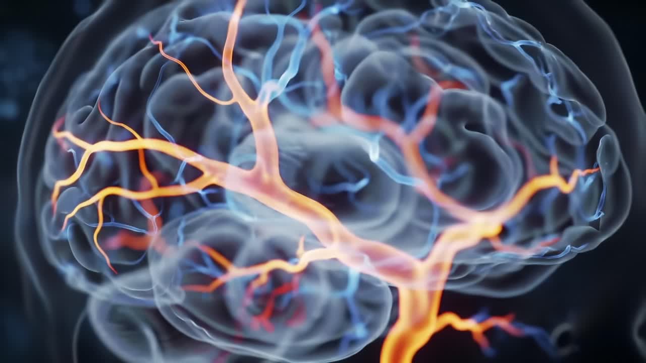 A Detailed View of Neural Pathways Within the Human Brain, Depicting the Intricate Connections of Neurons and Their Electric Activity