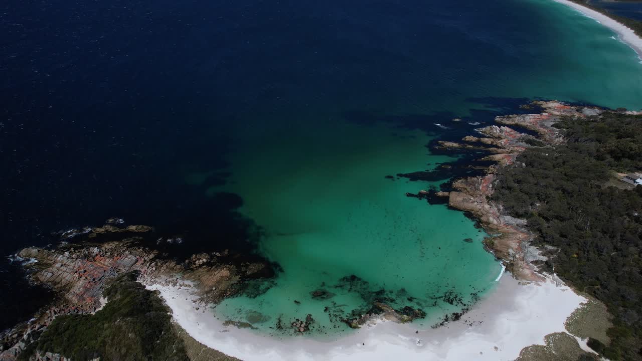 Jeanneret Beach With Tranquil Seascape In Tasmania, Australia - Aerial Shot