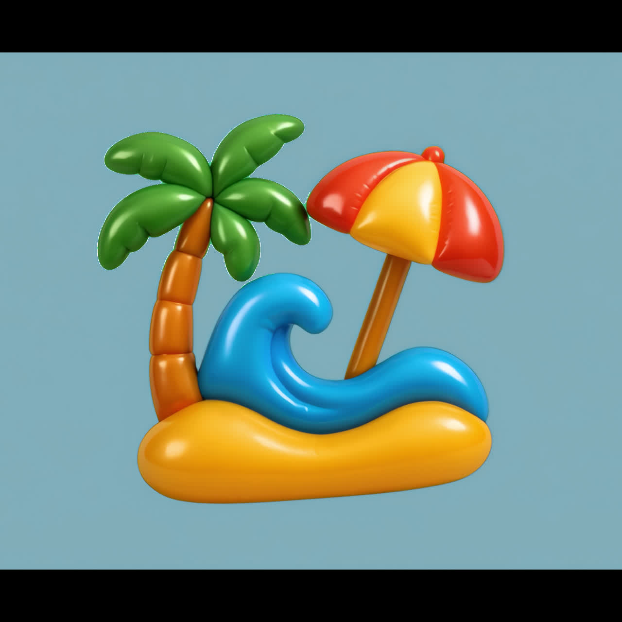Colorful tropical beach icon animation isolated asset, transparent 4K video, alpha channel, ProRes