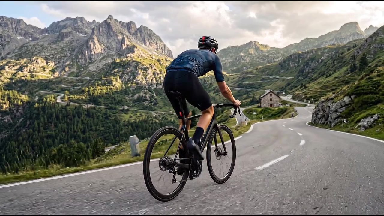 Ciclista che percorre un sentiero di montagna promuovendo il fitness di resistenza e l'esercizio all'aperto.